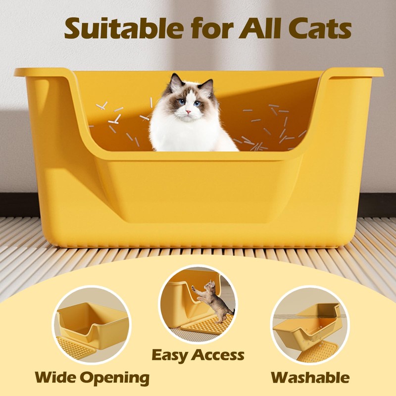 LoopTime Large Cat Litter Box with High Sides,Cat Boxes for