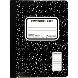 Top Flight Composition Notebooks – 5 Pack, Wide Ruled, 100 Sheets Each, 9.75” x 7.5”, Marble Cover – Back to School Bundle