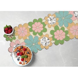 Christmas Table Runner 36 Inches, Beaded Table Runner, Beaded Runner, Handmade Table Mats for Christmas New Year Wedding Party Baby Shower Holiday Decoration - 13x36 Inch - Blue Green Multi