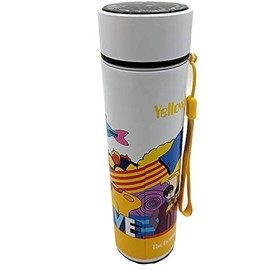 Puckator Yellow Submarine 450ml Insulated Hot & Cold Drinks Bottle with LED Temperature Display The Beatles Stainless Steel Water Bottle Cold For 24h And Hot For 6h Metal Water Bottles Thermos Flask