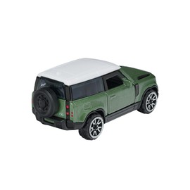 Majorette Premium Land Rover Defender 90 Toy Car Freewheel Opening Parts Suspension Trading Card 1:64 7.5cm Green Age 3+