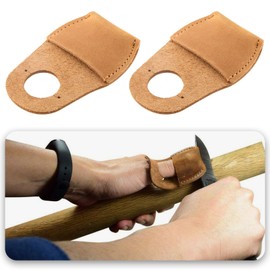 Briny River Leather Thumb Guards, 80 x 52 mm, Wood Carving Tool, Thumb Protection, Thimble Protection Tools for Handmade Carpentry Carving, Brown, Pack of 2