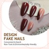 Red Press on Nails Medium Almond Fake Nails French Tip