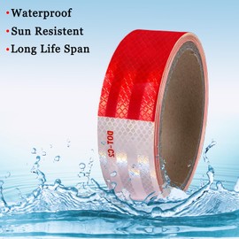 DUOFIRE DOT-C2 Reflective Tape Outdoor Waterproof 2inch x30ft Red White Reflective Tape Adhesive Reflector Tape for Cars, Trucks, Trailer, Outdoor High Visibility Warning Safety Reflective Tape