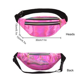 AYNKH Fashion Metallic Bum Bag with Adjustable Strap, Smooth Zip, Three Compartments, Waterproof Waist Bag, Stylish Fanny Pack, Bright pink, standard size