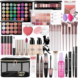 Kit completo de maquillaje para mujer, incluye base de sombra de ojos, paleta de sombra de ojos, brochas de maquillaje para adolescentes y niñas, jueg
