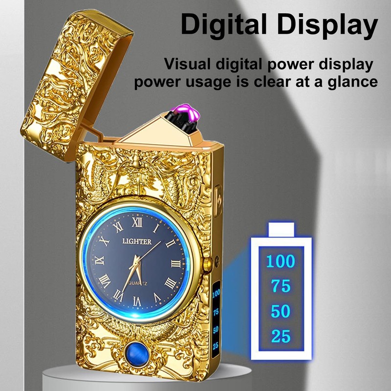 Plasma Portable Electric Lighter, Windproof USB Rechargeable, with LED Lighting