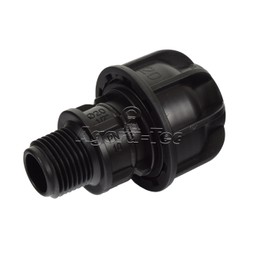 Agora-Tec PE Fitting Coupling 20 mm x 1/2 Inch Male Thread (21 mm) for PE Pipe 20 mm Black