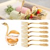 6Pcs Coffee Dessert Fork Set Metal Swan Base Holder Dessert