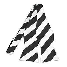 tiemart Striped Self-Tie Bow Tie (Black and White)