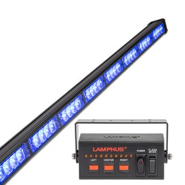 SolarBlast 38" 32W Blue LED Traffic Advisor Light Bar with TA Controller Box - 12V Waterproof Directional Flashing Emergency Safety Warning Lightbar Lights for Firefighter EMS Responder Truck Vehicle