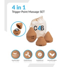 C4B Trigger Point Set Made of Cork | 2 in 1 Cork Massage Ball Pusher | 3 Different Cork Sets of Hand Pressers | Trigger Point Massage Acupressure Set for Work, Home, Office or Sports