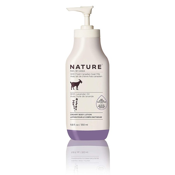 Nature By Canus Creamy Body Lotion, Lavender Oil, 11.8 Oz, With Smoothing Fresh Canadian Goat Milk, Vitamin A, B3, Potassium, Zinc, and Selenium