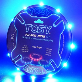 Flying Ring - 16 Million Color RGB or 12 LEDs, Super Bright, Lost Mode, Auto Light Up, Safe & Soft, Waterproof, Lightweight Frisbee, Birthday, Camping & Outdoor/Indoor Gift Toy for Boy/Girl/Kid - Color: Blue