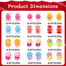 12 Grids Christmas Candy Nail Charms Colorful Bow Candy Nail Art Charms 3D Resin Red Green Pink Blue Christmas Candy Nail Rhinestones Cute Candy Nail Jewelry Nail Decor New Year Nail Gems for Women