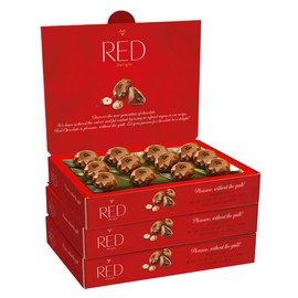 Red Delight Milk Chocolate Diamond Truffles - 4.07 oz, Pack of 3 - European-Style Chocolates with Smooth Nut Filling - Kosher, No Added Sugar, Gluten-Free, Creamy Treats
