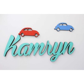 Name sign for Kids, Cars Wall Decor for Boys, Door Name plaques for children, Birthday Name