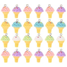 VILLFUL 24pcs Cute Resin Ice Cream Charms for Jewelry Making Kawaii Food Charms for Keychain Earrings Necklaces Diy Craft Supplies