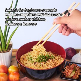 24 Pieces Reusable Kid Training Chopstick Helper for Kids Adults Beginner Learner or Trainers, Plastic Practice Chop Stick Pack, Hinges Connector for Practice Chopstick (Black 12pcs + Red 12pcs)