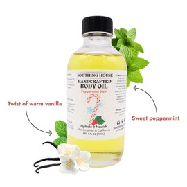Handcrafted Peppermint Swirl Body Oil for Moisturizing, Glistening, Sikly and Smoothing Skin