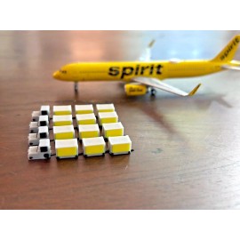 1:400 Model Airport Accessories - 16 Piece Baggage Cart & Tug Set (Grey/Yellow)