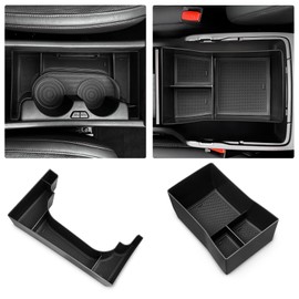 Karltys 2PCS Center Console Organizer Tray for Hyundai Kona EV 2024-2026 Kona Gas SEL Premium/Limited Accessories, 2025 Kona Middle Console Tray Armrest Storage Box (Only for Electronic Transmission)
