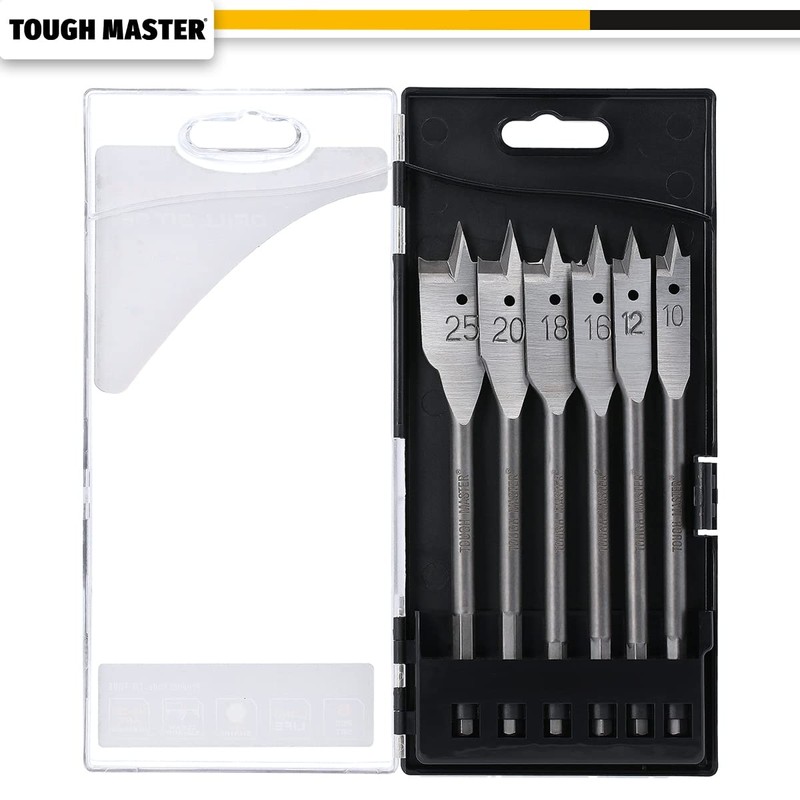 TOUGH MASTER Spade Drill Bits Set, 6 Piece ¼ Inch