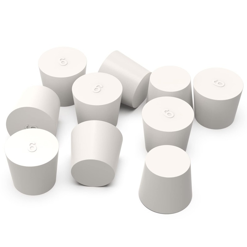 FunChem Pack of 10 Solid Rubber Stoppers Size 6# White