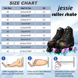 Women Roller Skates Classic High-top Outdoor Skate Roller Light-Up Four-Wheel Roller Skates Shiny Roller Skates for Adult Women Men Yoth with Shoe Bag (Black Flash Wheel,US: 8.5)