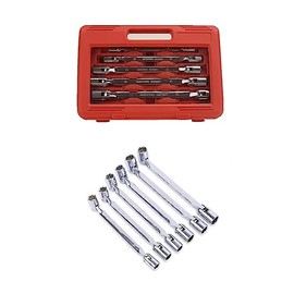 FLZOSPER Juego de 6 llaves métricas de 8 a 19 mm, doble flexible, 12 puntos con caja de almacenamiento