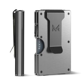 MIFANYO Metal Wallet for Men, Slim Aluminium Metal Card Case, Money Clip, Minimalist Front Pocket, Card Holder, Brushed Silver, Minimalist