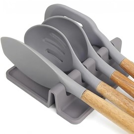 Kitchen Silicone Utensil Rest with Cooking Spoon/laddle/Food Brush/Spatula Drip Pad, Heat-Resistant, Durable, Gray, BPA Free Rest for Stove Top, Best Quality, Best Price, Easy Clean
