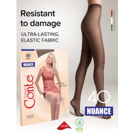 Conte Control Top Tension Semi Opaque Pantyhose Tights with Silky Matte Effect Nuance 40 Den, Shade, Small