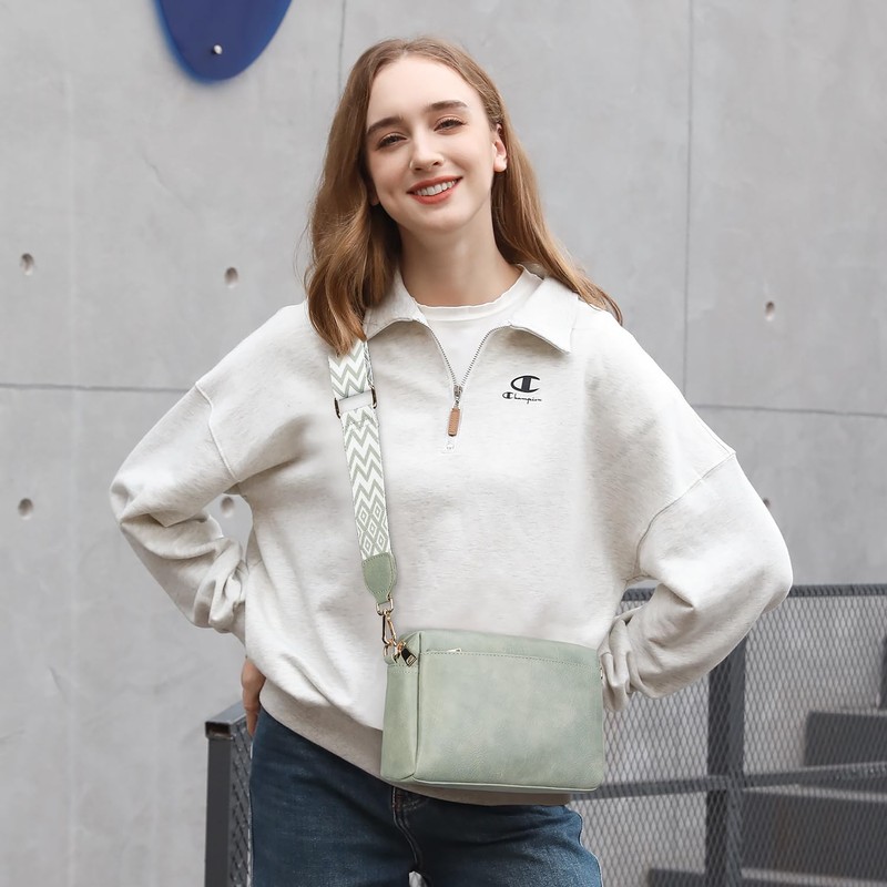 APHISON Small Crossbody Bags for Women, Triple Zip Vegan Leather