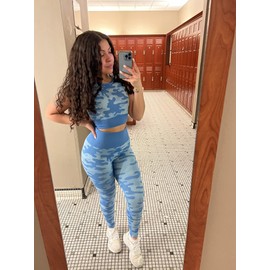 MAXXIM Women's Racerback Seamless Sports Bra Camo for Gym Workouts Yoga Running Biking Exercise Large