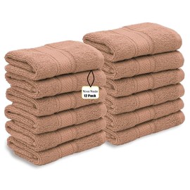 WovenWonder 12 X Cotton Face Cloth Towels 100% Egyptian Cotton -500GSM Super Soft Flannels Washcloths (30 x 30 cm) Fingertip Gym Towels Facial Cloths (Latte)