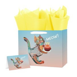 ysmile Cat Gift Bag with Wrapping Tissue for Women Men Pet Birthday Anniversary 13"