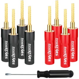 InnoStars Flex Pin Banana Plugs for Speaker Wire (4 Pairs, 8 Pcs), Speaker Connector Pin Plug Type, 24K Gold Plated Insulated for Spring-Loaded Banana Jack Terminals, Support 12 AWG to 20 AWG Wires