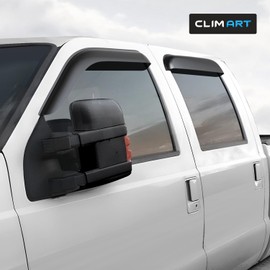 CLIM ART Incredibly Durable Rain Guards Compatible with Ford F250 to F550 Super Duty 1999-2016 SuperCrew, Tape-on Window Deflectors, Vent Deflector, Vent Window Visors for Cars, 4 pcs - 499308