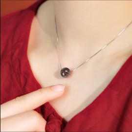 Erliway Smoky Quartz Crystal Pendant Necklace for Women 925 Sterling Silver Chain Necklace with 10mm A+ Grade Premium Crystal Bead 18'' Adjustable Length Healing Jewelry Choker Necklace