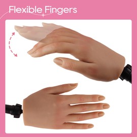 Nail Pratice Training Hand for Acrylic Nails with Stand Bracket,Soft Silicone Maniquin Hand, Flexible Bendable Nail Practice Fake Hand for Nails Art Practice Tool