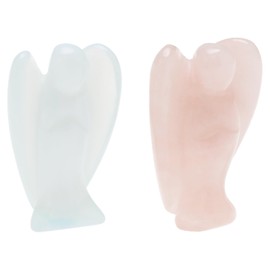 EMSea 2PCS 1.5 Inch Crystal Jade Angel Ornaments Natural Crystal for Living Rooms Children's Rooms Offices Cars Handbags Pink Transparent