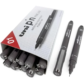 Uni Pin Fineliner Drawing Pen - Dark Grey Tone - 0.1mm - Box of 12