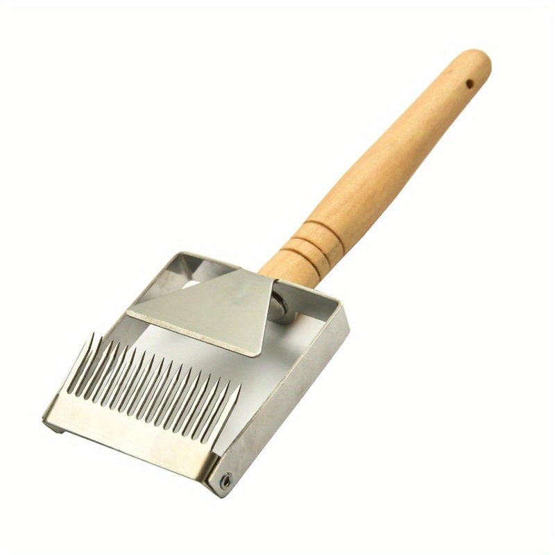 AIMALL Stainless Steel Honey Uncapping Fork with Wooden Handle Beekeeping