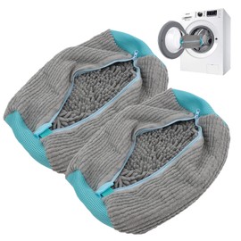 Shoes Wash Bag Trainers - Zip Design, Laundry Shoe Bag for Washing Machine, Protection for Shoes and Clothes, Perfect Cleaning Kit for Sneakers (Grey, Pack of 2)