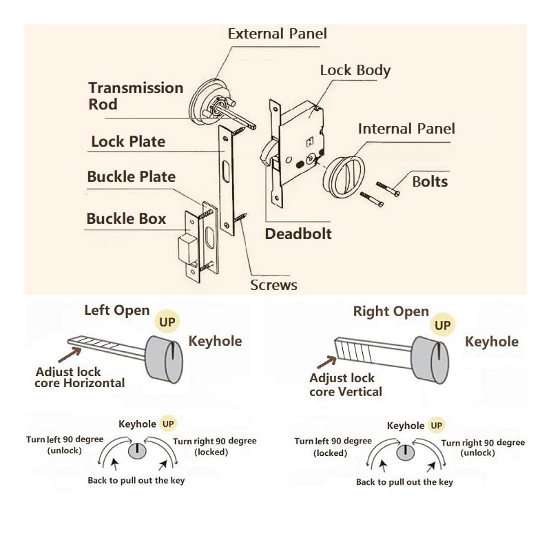 CCJH Invisible Barn Wood Sliding Door Gate Cup Handle Lock