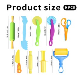 9-teiliges Knetwerkzeug Set für Knetwerkzeug ab 2 Jahre,Robuste Knete Werkzeuge für Knete Play-Doh Zubehör,Knetzubehör,Knete Spielzeug,Knetpresse & Plastilin Werkzeuge für kreatives Spielen mit Knete