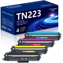 TN223 TN-223BK/C/M/Y Toner Cartridge Replacement for Brother TN 223 Black, Cyan, Magenta & Yellow Toner MFC-L3750CDW MFC-L3770CDW HL-L3290CDW HL-L3210CW HL-L3230CDW Printer TN2234PK