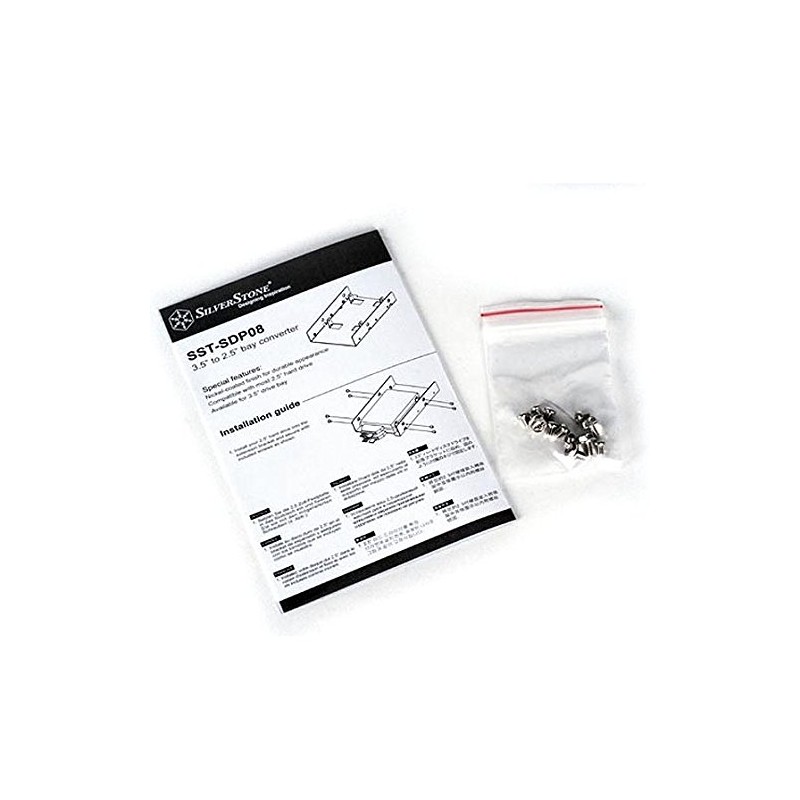 SilverStone SDP08 3.5" to 2.5" Bay Converter, Nickel-coated finish, SST-SDP08