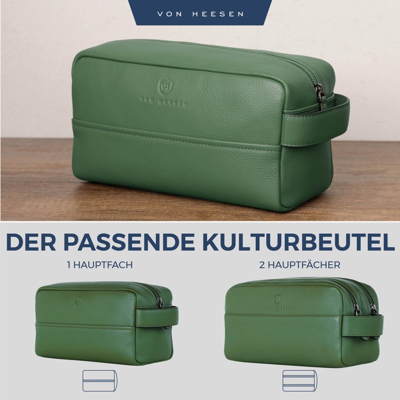 VON HEESEN Toiletry Bag Leather Toiletry Bag for Men and